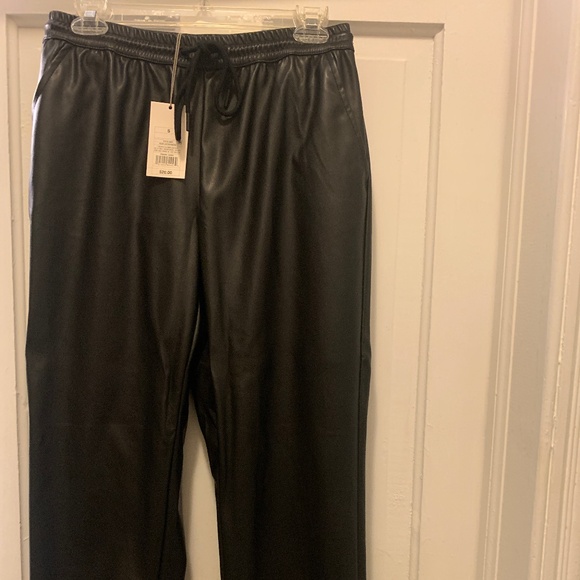 a new day Pants - Black Vegan Leather Joggers